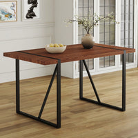 Patterned MDF Dining Table For 4-6 With 1.5 Inch Thick Top And Black Metal Legs Ideal For Kitchens Patios And Dining Rooms Light Grey