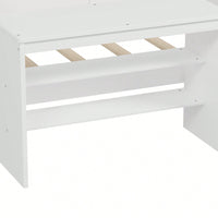 Multi-Functional Twin Size Daybed With Storage Shelves Study Desk And Matching Stool In White