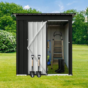 Durable 5ft X 4ft Metal Garden Shed For Outdoor Storage In Black