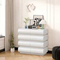 Modern White 8 Drawer Dresser For Bedroom With Sleek No Handle Design And Ample Storage Space