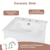 20.3 Inch Modern Bathroom Vanity With Sink Soft-Close Door Functional Drawer And Door Shelf In White