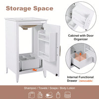 20.3 Inch Modern Bathroom Vanity With Sink Soft-Close Door Functional Drawer And Door Shelf In White