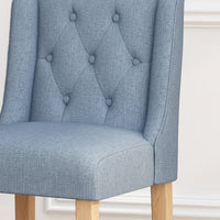 Set Of 2 Baby Blue Fabric Tufted Wingback Counter Stools With Natural Finish 27 Inch Height