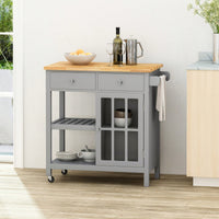 Versatile Wooden Kitchen Cart With Storage And Wheels For Easy Mobility