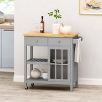 Versatile Wooden Kitchen Cart With Storage And Wheels For Easy Mobility