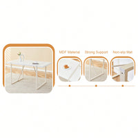 Industrial Cream MDF Dining Table For 4-6 With 1.5 Inch Thick Top And White Metal Legs For Kitchen, Dining Room, Or Terrace