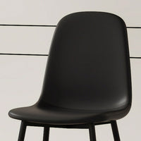 Modern Minimalist Upholstered Dining Chair Set Of Six - Comfortable Spoon Shaped Design With Black Metal Legs