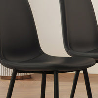 Modern Minimalist Upholstered Dining Chair Set Of Six - Comfortable Spoon Shaped Design With Black Metal Legs