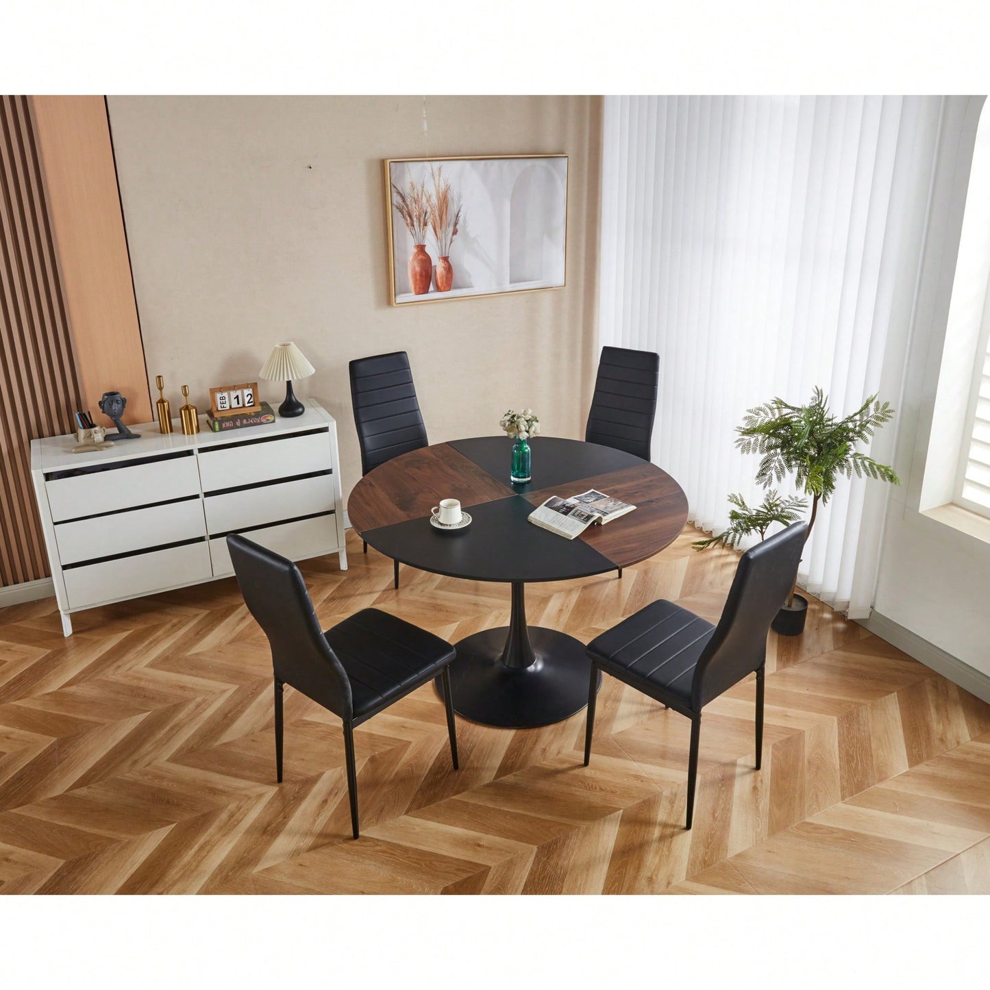 Spacious 47.2 Inch Round Dining Table For Home Or Office Use Stylish Coffee Table 120x120x74cm