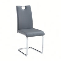 Set Of 4 Modern Faux Leather Dining Chairs With Metal Legs For Kitchen And Dining Room Grey