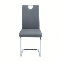 Set Of 4 Modern Faux Leather Dining Chairs With Metal Legs For Kitchen And Dining Room Grey