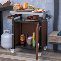 Stainless Steel Outdoor Grill Cart With Wheels, Storage, Hooks, And Spice Rack - Waterproof BBQ Serving Tabl, Rolling Patio Kitchen Island