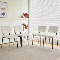 Elegant Fabric Upholstered Dining Chairs With Black Metal Legs Set Of 4 For Home And Bedroom