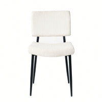 Elegant Fabric Upholstered Dining Chairs With Black Metal Legs Set Of 4 For Home And Bedroom