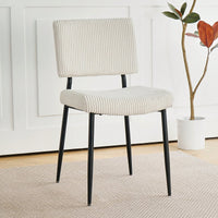 Elegant Fabric Upholstered Dining Chairs With Black Metal Legs Set Of 4 For Home And Bedroom