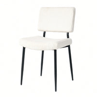 Elegant Fabric Upholstered Dining Chairs With Black Metal Legs Set Of 4 For Home And Bedroom