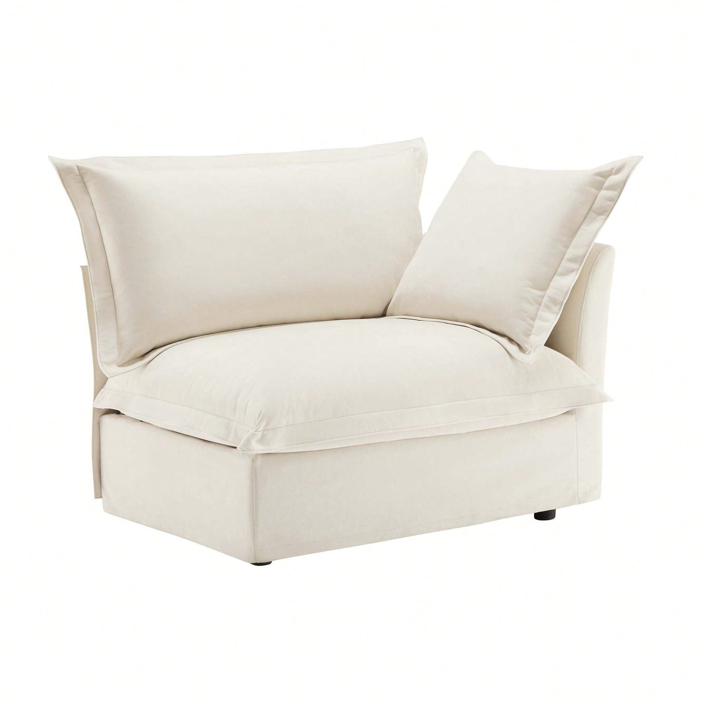 Cream Right Sectional Sofa With One Pillow