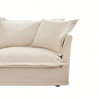 Cream Right Sectional Sofa With One Pillow