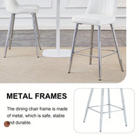 Contemporary Black PU Bar Stool Set With Silver Metal Legs And Cross Reinforcement