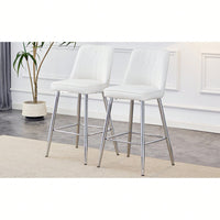 Contemporary Black PU Bar Stool Set With Silver Metal Legs And Cross Reinforcement