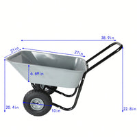 Heavy-Duty Two-Wheeled Garden Cart With 10-Inch Pneumatic Wheels For Easy Transport