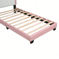 Twin Size Upholstered Princess Bed With Crown Headboard In White And Pink, Elegant Platform Bed With Headboard And Footboard