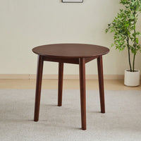 Solid Wood Black Round Table For 2-4 People 31.5 Inch Diameter