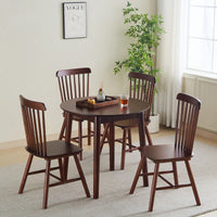 Solid Wood Black Round Table For 2-4 People 31.5 Inch Diameter