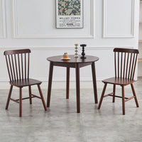 Solid Wood Black Round Table For 2-4 People 31.5 Inch Diameter