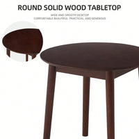 Solid Wood Black Round Table For 2-4 People 31.5 Inch Diameter