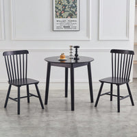 Solid Wood Black Round Table For 2-4 People 31.5 Inch Diameter
