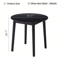 Solid Wood Black Round Table For 2-4 People 31.5 Inch Diameter