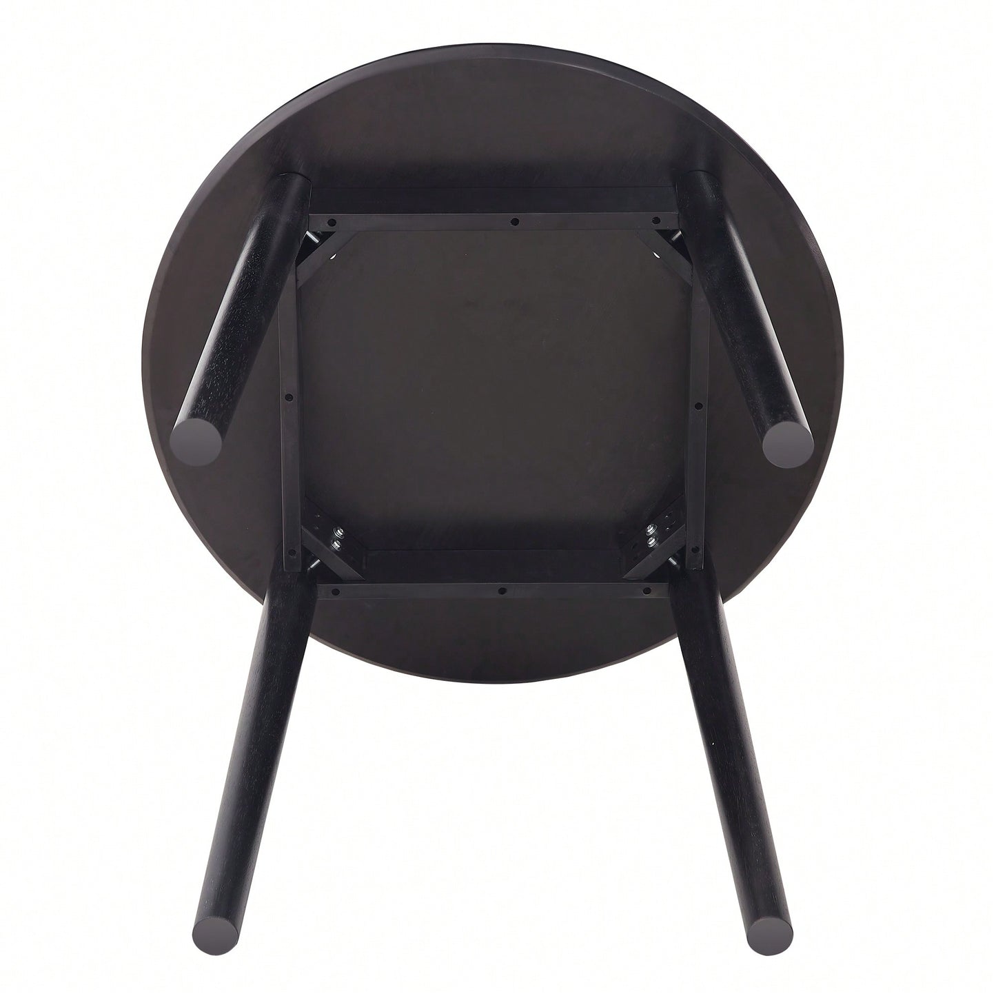 Solid Wood Black Round Table For 2-4 People 31.5 Inch Diameter