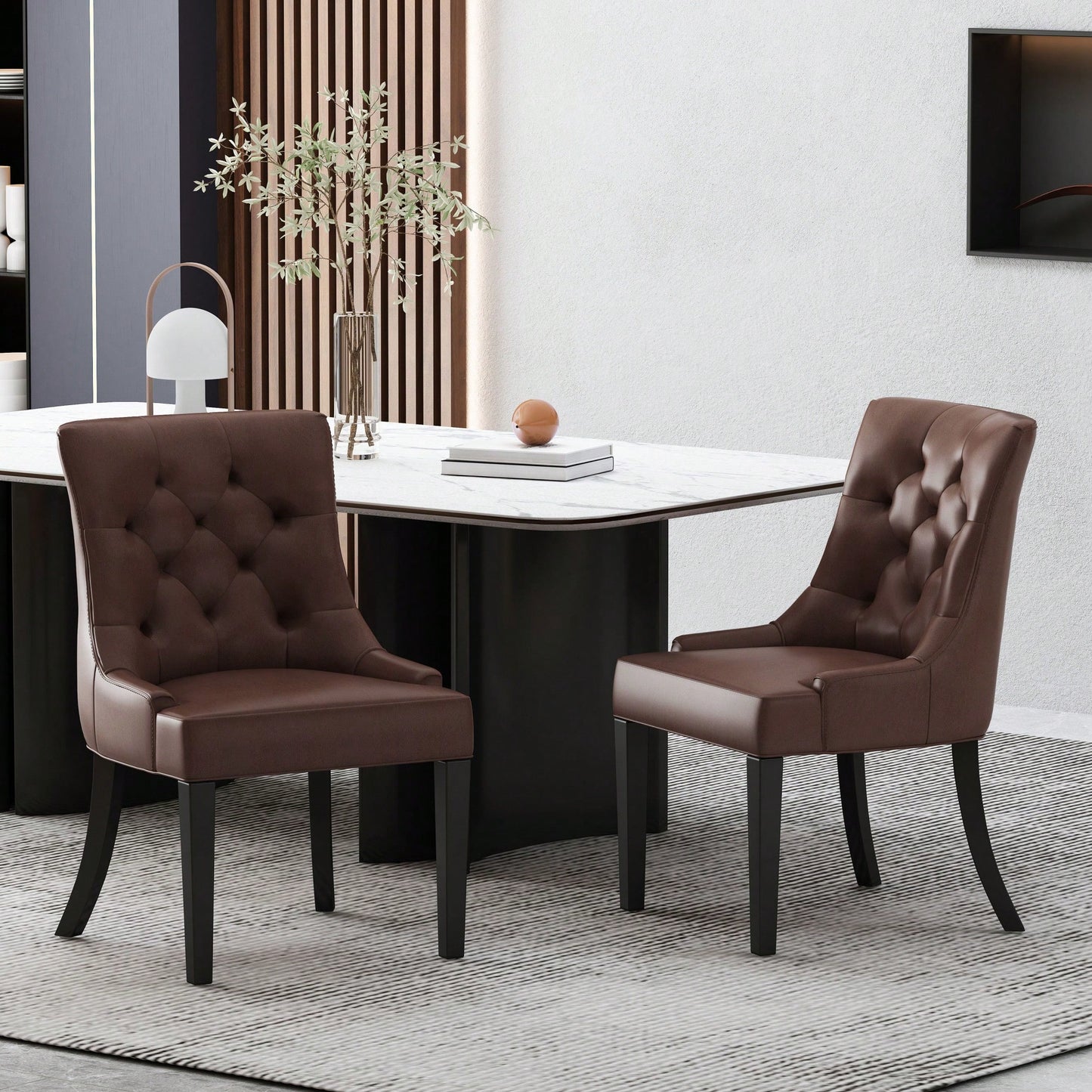 Set Of 2 Modern KD Dining Chairs With Comfortable Upholstered Seat And Sturdy Frame