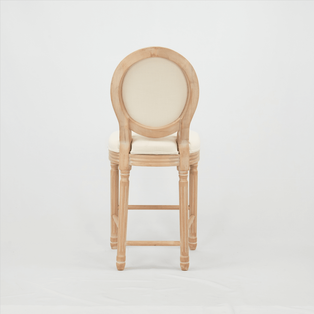 Wooden Barstools With Upholstered Seating Set Of 2 For Rustic Home Decor Beige And Natural