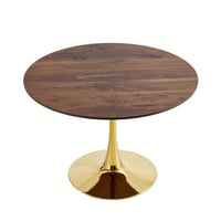 Round Nature Wood Dining Table 80cm With Golden Legs For 2-3 People