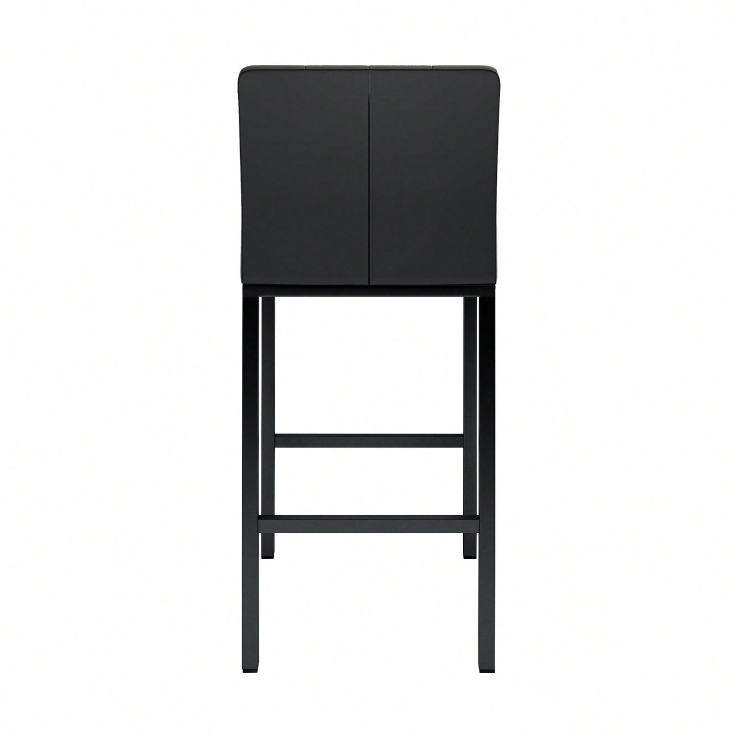 Set Of 2 Modern High Stool With Metal Legs For Kitchen And Restaurant Black PU Bar Chair