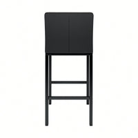 Set Of 2 Modern High Stool With Metal Legs For Kitchen And Restaurant Black PU Bar Chair