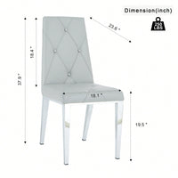 Modern Dining Chair Set Of 2 With PU Upholstered Seat And Electroplated Legs For Kitchen And Living Room Light Grey