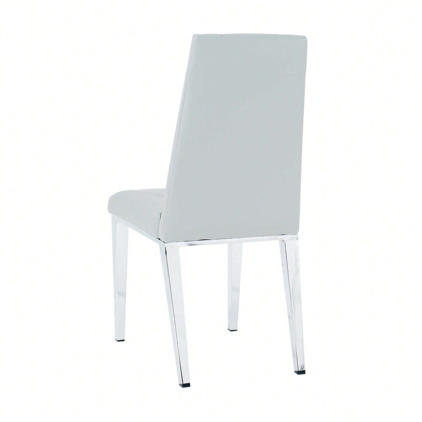 Modern Dining Chair Set Of 2 With PU Upholstered Seat And Electroplated Legs For Kitchen And Living Room Light Grey