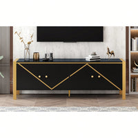 Modern Minimalist TV Stand For Up To 75 Inch TVs Entertainment Center Media Console Cabinet With 2 Spacious Storage Cabinets For Living Room