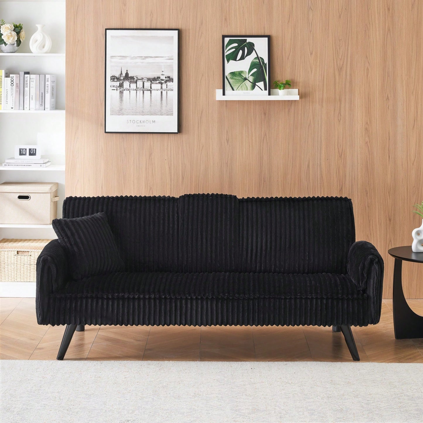 Minimalist Straight-Line Corduroy Sofa For Living Room And Bedroom Comfort