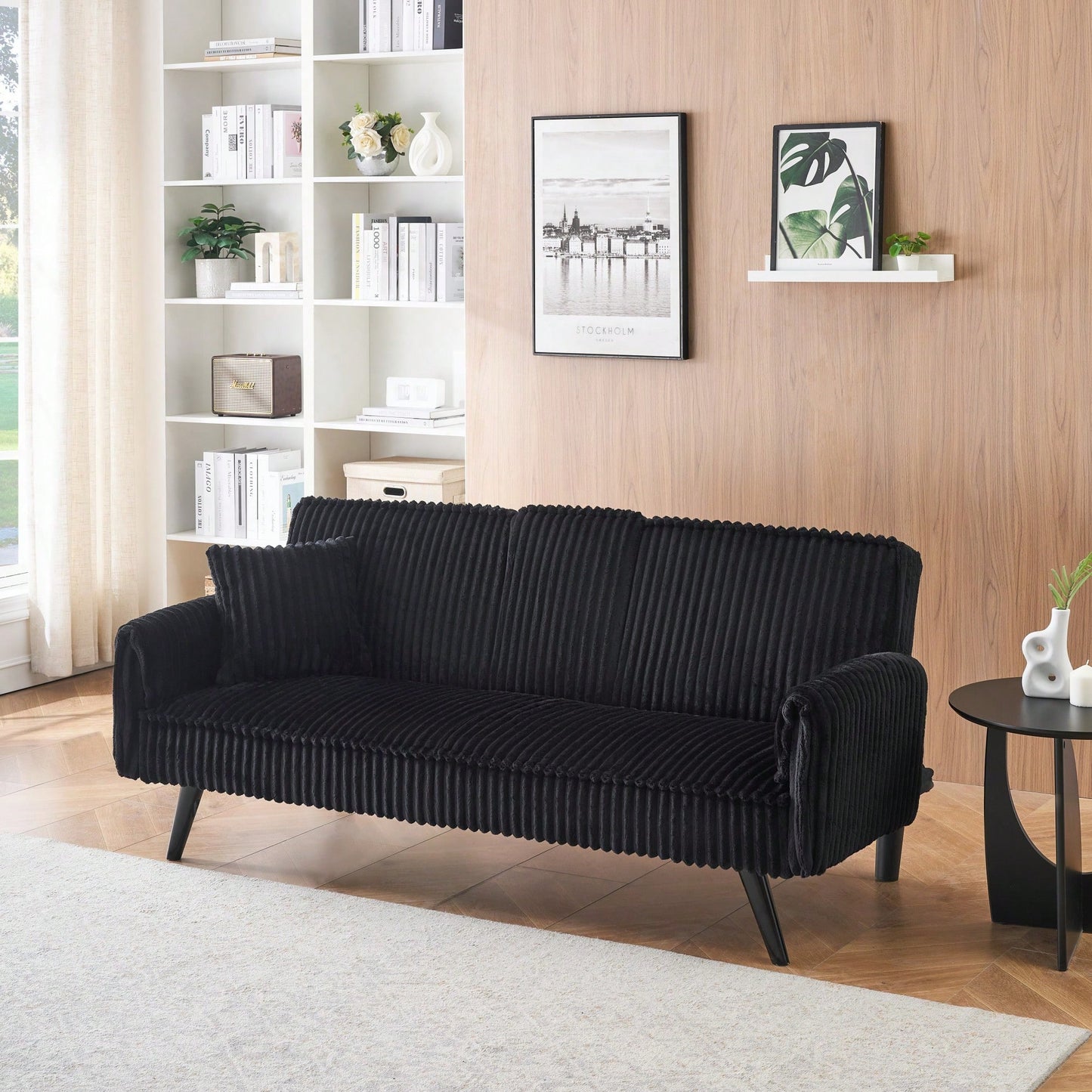 Minimalist Straight-Line Corduroy Sofa For Living Room And Bedroom Comfort