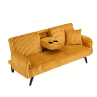 Minimalist Straight-Line Corduroy Sofa For Living Room And Bedroom Comfort