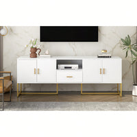 Modern TV Stand For Up To 70 Inch TVs With Storage Drawer And Cabinets, Sturdy Metal Legs And Anti-Tip Device For Living Room