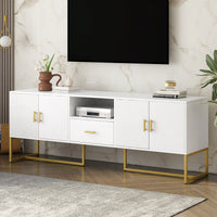 Modern TV Stand For Up To 70 Inch TVs With Storage Drawer And Cabinets, Sturdy Metal Legs And Anti-Tip Device For Living Room