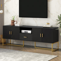 Modern TV Stand For Up To 70 Inch TVs With Storage Drawer And Cabinets, Sturdy Metal Legs And Anti-Tip Device For Living Room