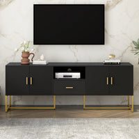 Modern TV Stand For Up To 70 Inch TVs With Storage Drawer And Cabinets, Sturdy Metal Legs And Anti-Tip Device For Living Room