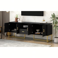 Modern TV Stand For Up To 70 Inch TVs With Storage Drawer And Cabinets, Sturdy Metal Legs And Anti-Tip Device For Living Room