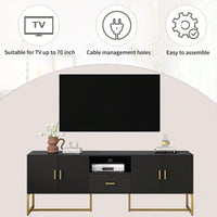 Modern TV Stand For Up To 70 Inch TVs With Storage Drawer And Cabinets, Sturdy Metal Legs And Anti-Tip Device For Living Room